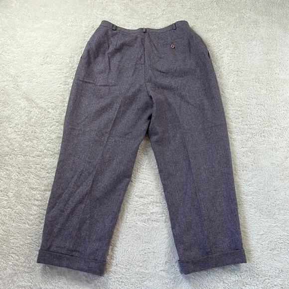 Field Manor Modern Classics 80s pleated front purple wool cuffed trousers, 16 - Picture 2 of 11